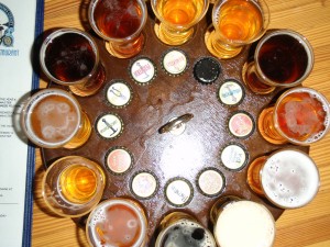 RRBC sampler Sampler. Sorry hard to read; dem bottle caps is shiny!